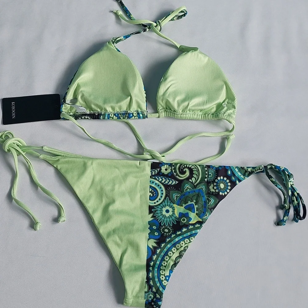 Bikini womens swimsuit two piece Green‎ size XL